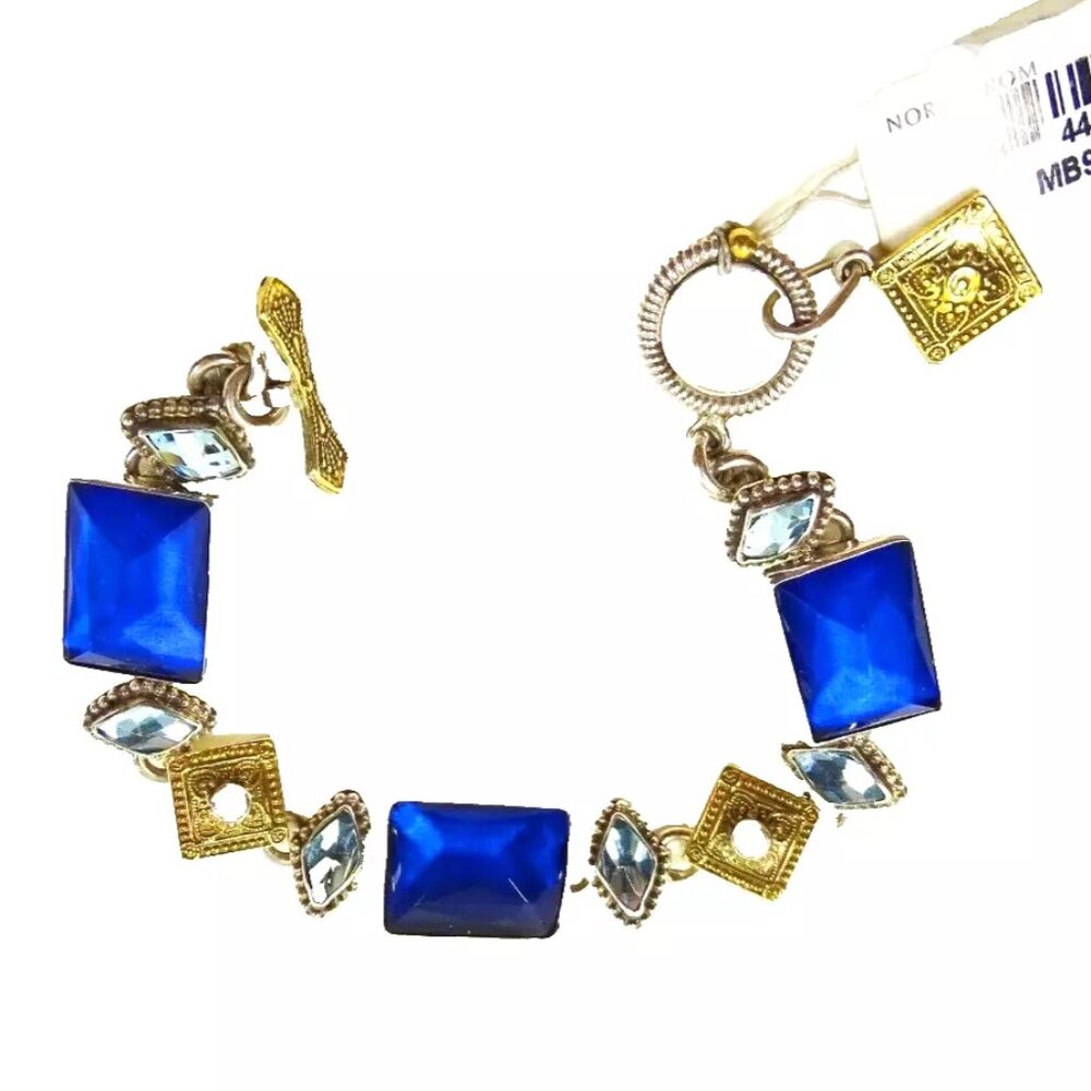 MARS & VALENTINE/ DREAMER $538 Sterling & Brass Doublets Topaz Pearls Bracelet
